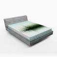 thumbnail image 1 of Ambesonne Nature Fitted Sheet, Spring Time Sunset Lake, Full Size, Blue and Green, 1 of 2