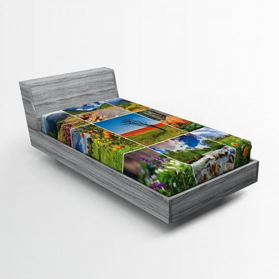 Ambesonne Nature Fitted Sheet, Springtime Countryside, Twin Size, Multicolor