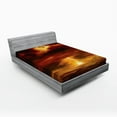 thumbnail image 1 of Ambesonne Nature Fitted Sheet, Storm Full Moon Beams, Queen Size, Orange Yellow, 1 of 2