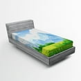 thumbnail image 1 of Ambesonne Nature Fitted Sheet, Summer Meadow with Daisy, Twin Size, Lime Green Pale Blue, 1 of 2