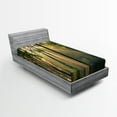 thumbnail image 1 of Ambesonne Nature Fitted Sheet, Summertime Countryside, Twin Size, Green Beige Black, 1 of 2