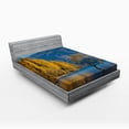 thumbnail image 1 of Ambesonne Nature Fitted Sheet, Sunken Tree Lake Rural, Queen Size, Earth Yellow Pale Blue, 1 of 2