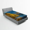 thumbnail image 1 of Ambesonne Nature Fitted Sheet, Sunken Tree Lake Rural, Twin XL Size, Earth Yellow Pale Blue, 1 of 2