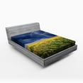 thumbnail image 1 of Ambesonne Nature Fitted Sheet, Thunder Bolt Rural Field, Queen Size, Yellow Blue, 1 of 2