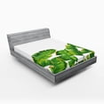 thumbnail image 1 of Ambesonne Nature Fitted Sheet, Vibrant Tropical Foliage, Full Size, Hunter Green Yellow, 1 of 2