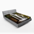 thumbnail image 1 of Ambesonne Nature Fitted Sheet, Waterfall Forest Cascade, Queen Size, White Green, 1 of 2