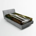 thumbnail image 1 of Ambesonne Nature Fitted Sheet, Waterfall Forest Cascade, Twin Size, White Green, 1 of 2