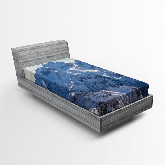 Ambesonne Nature Fitted Sheet, Wild Untrodden Nature, Twin XL Size, White and Blue