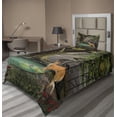thumbnail image 1 of Ambesonne Nature Fitted & Top Sheet Set with Sham, Abstract Deer and Tree House, Multicolor, 1 of 4