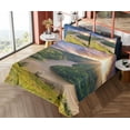 thumbnail image 1 of Ambesonne Nature Fitted & Top Sheet Set with Shams, Rising Sun Calm River, Multicolor, 1 of 5