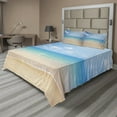 thumbnail image 1 of Ambesonne Nature Fitted & Top Sheet Set with Shams, Tropical Sea Coast Sky, Cream Blue, 1 of 4