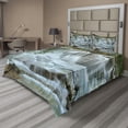 thumbnail image 1 of Ambesonne Nature Fitted & Top Sheet Set with Shams, Waterfall Jungle Stream Tree, Green and Brown, 1 of 5