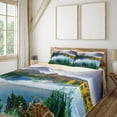 thumbnail image 1 of Ambesonne Nature Fitted & Top Sheet Set with Shams, Winter Mountains Morning, Multicolor, 1 of 5