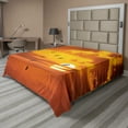 thumbnail image 1 of Ambesonne Nature Flat Sheet, Birds Flying at Sunset, Queen Size, Orange, 1 of 1