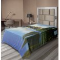 thumbnail image 1 of Ambesonne Nature Flat Sheet, River Bridge Town Trees, TwinXL Size, Green Blue, 1 of 1
