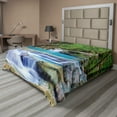 thumbnail image 1 of Ambesonne Nature Flat Sheet, Rocks in Waterfall Lake, California King, Green Blue and Brown, 1 of 1