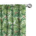 thumbnail image 1 of Ambesonne Nature Flowers Curtains, Exotic Blossom Plot, Pair of 28"x63", Fern Green Dark Coral, 1 of 4