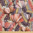 thumbnail image 1 of Ambesonne Nature Flowers Fabric by the Yard Upholstery, Abstract Tulips Art, 1 Yard, Dark Salmon and Eggplant, 1 of 5
