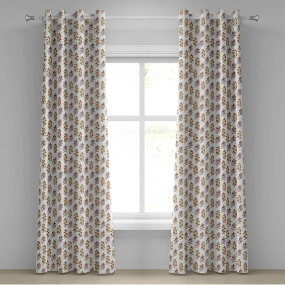 Ambesonne Nature Grommet Curtain, Blossoms Spring Branches, 50" x 120", Dried Rose Pale Coffee