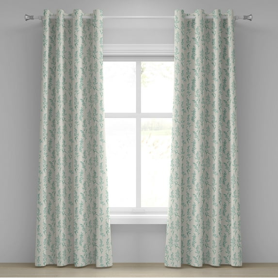 Ambesonne Nature Grommet Curtain, Floral Fresh Plants, 50" x 84", Green Cream