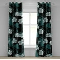 thumbnail image 1 of Ambesonne Nature Grommet Curtain, Flower Silhouette Abstract, 50"x108", Dark Cadet Blue and Grey, 1 of 1