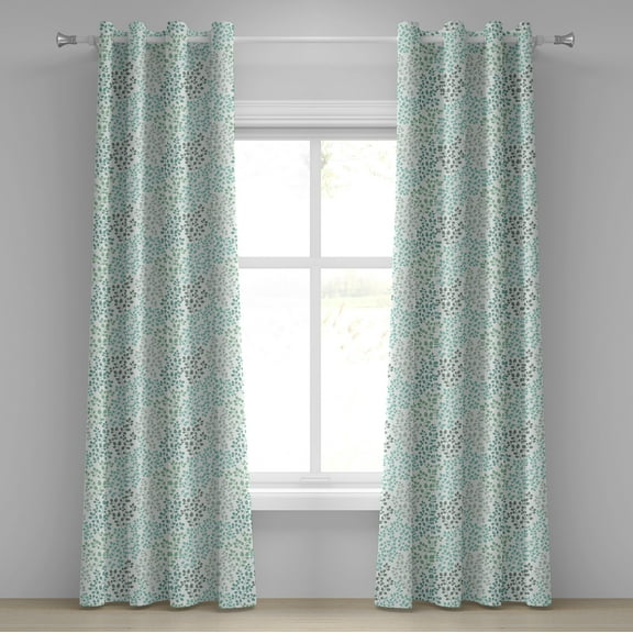 Ambesonne Nature Grommet Curtain, Leaf Braches Pattern, 50" x 84", Sage Green Turquoise