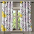 thumbnail image 1 of Ambesonne Nature Grommet Curtain, Minimal Floral Motif Print, 50"x63", Mustard and Pastel Purple, 1 of 5