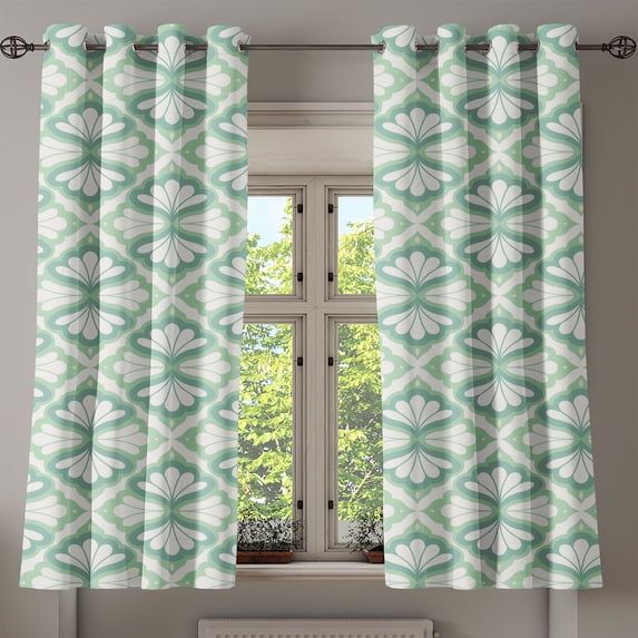 Ambesonne Nature Grommet Curtain, Minimalist Art Bird Pattern, 50"x63", Laurel Green and Off White