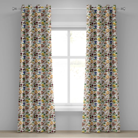 Ambesonne Nature Grommet Curtain, Mushrooms Wild Organic, 50" x 72", Multicolor