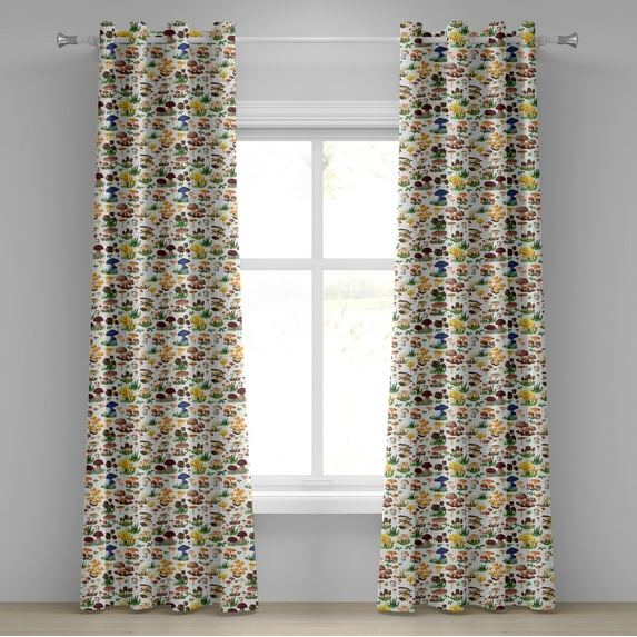 Ambesonne Nature Grommet Curtain, Mushrooms Wild Organic, 50" x 96", Multicolor