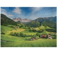 thumbnail image 1 of Ambesonne Nature Jigsaw Puzzle, Alps in the Spring, Heirloom-Quality Fun Activity for Family Durable Cardboard, 1000 pcs, Green Blue, 1 of 6