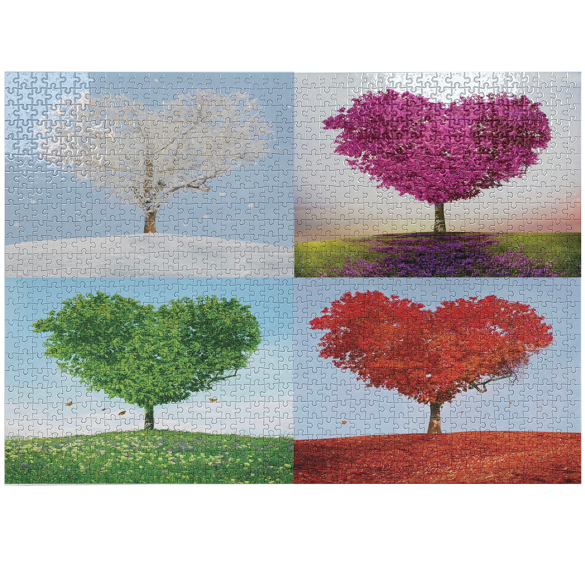 Ambesonne Nature Jigsaw Puzzle, Heart Trees Pattern, Heirloom-Quality ...