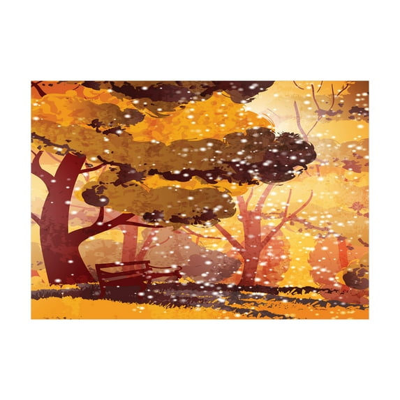 Ambesonne Nature Jigsaw Puzzle, Trees and Bench Snowfall, Heirloom-Quality Fun Activity for Family Durable Cardboard, 1000 pcs, Multicolor