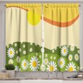 thumbnail image 1 of Ambesonne Nature Kitchen Curtains, Daisy Flower Field Sun, 55"x39", Earth Yellow Lime Green, 1 of 2