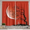 thumbnail image 1 of Ambesonne Nature Kitchen Curtains, Digital Scene Tree Moon, 55"x39", Red Black White, 1 of 3
