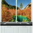 thumbnail image 1 of Ambesonne Nature Kitchen Curtains, Idyllic Autumn Season, 55"x39", Green Amber, 1 of 2