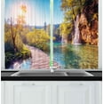 thumbnail image 1 of Ambesonne Nature Kitchen Curtains, Idyllic Lake Waterfall, 55"x39", Multicolor, 1 of 2