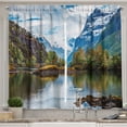 thumbnail image 1 of Ambesonne Nature Kitchen Curtains, Snowy Norway Mountains, 55"x39", Multicolor, 1 of 3