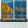 thumbnail image 1 of Ambesonne Nature Kitchen Curtains, Sunken Tree Lake Rural, 55"x39", Earth Yellow Pale Blue, 1 of 2