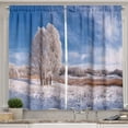 thumbnail image 1 of Ambesonne Nature Kitchen Curtains, Winter Snow Landscape, 55"x39", Turquoise Avocado Green, 1 of 2