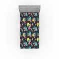 thumbnail image 1 of Ambesonne Nature Life Fitted Sheet, Colorful Design Jungle, Twin Size, Mustard and Pastel Pink, 1 of 1