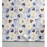 Ambesonne Nature Peel & Stick Wallpaper for Home, Floral Pansy Flowers Pattern, 13"x100", Ceil Blue Earth Yellow