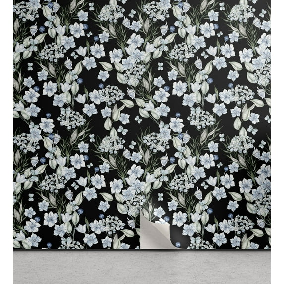 Ambesonne Nature Peel & Stick Wallpaper for Home, Rose Lavender Eucalyptus, 13"x36", Pale Green and Soft Blue