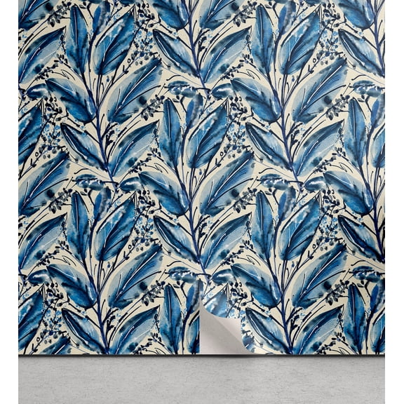 Ambesonne Nature Peel & Stick Wallpaper for Home, Vertical Watercolor Foliage, 13"x36", Slate Blue and Lavender