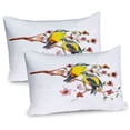 thumbnail image 1 of Ambesonne Nature Pillow Sham 2 Pack, Birds on the Branches, 36"x20", Brown and Yellow, 1 of 3