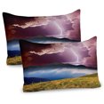 thumbnail image 1 of Ambesonne Nature Pillow Sham 2 Pack, Earth Storm Rays Rural, 26"x20", Green Pink Blue, 1 of 3