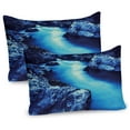 thumbnail image 1 of Ambesonne Nature Pillow Sham 2 Pack, Frozen Lake in Winter, 26"x20", Blue and Black, 1 of 3