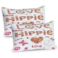 thumbnail image 1 of Ambesonne Nature Pillow Sham 2 Pack, Love Hippie Vivid Floral, 26"x20", Multicolor, 1 of 3