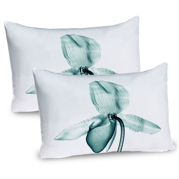 Ambesonne Nature Pillow Sham 2 Pack, Modern Flower X-Ray, 26"x20", Teal White