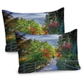thumbnail image 1 of Ambesonne Nature Pillow Sham 2 Pack, Sakura Garden, 36"x20", Green Grey, 1 of 3